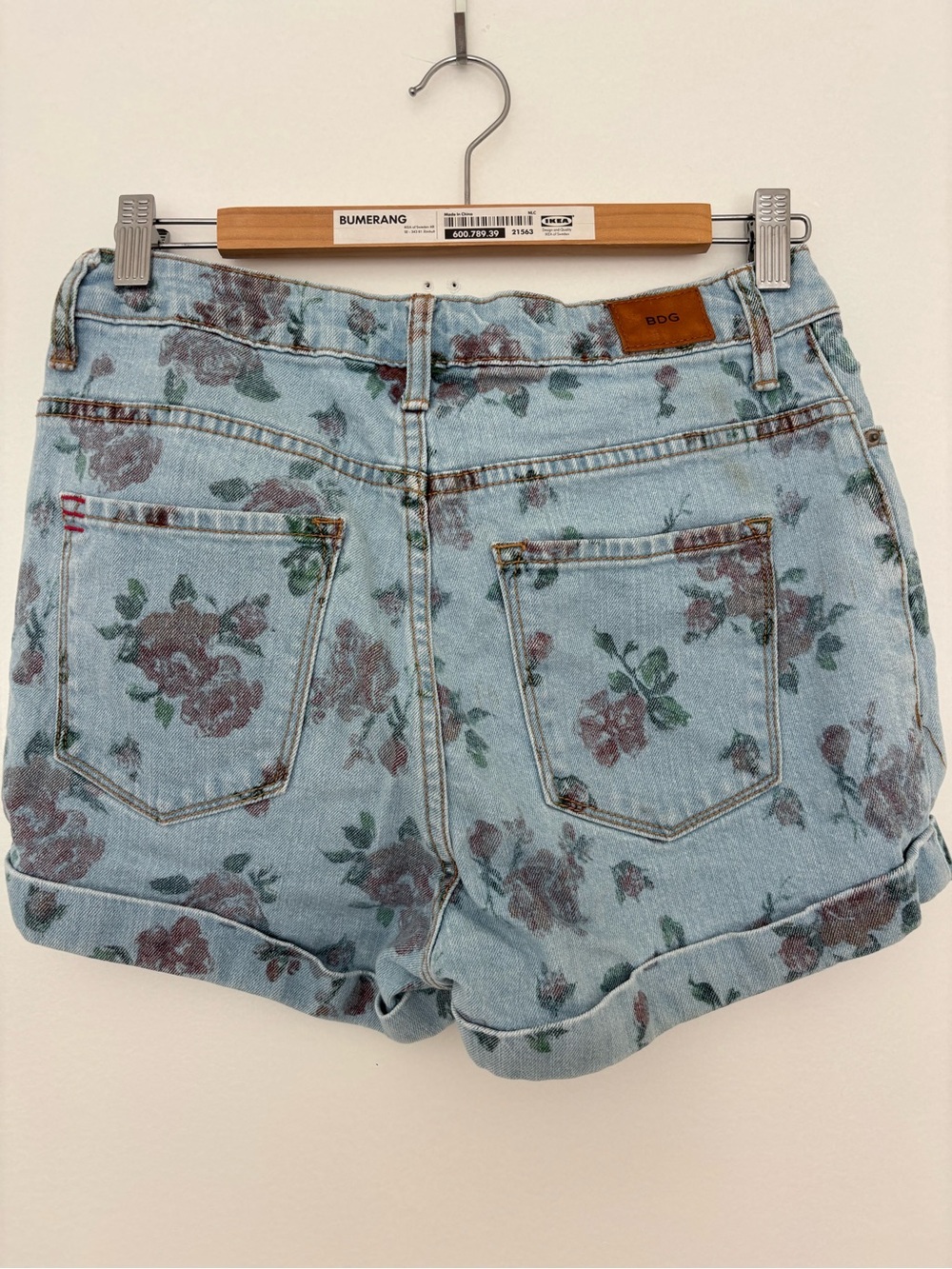 BDG Floral High Rise Denim Shorts | Button Fly Cuffed - Picture 3 of 6